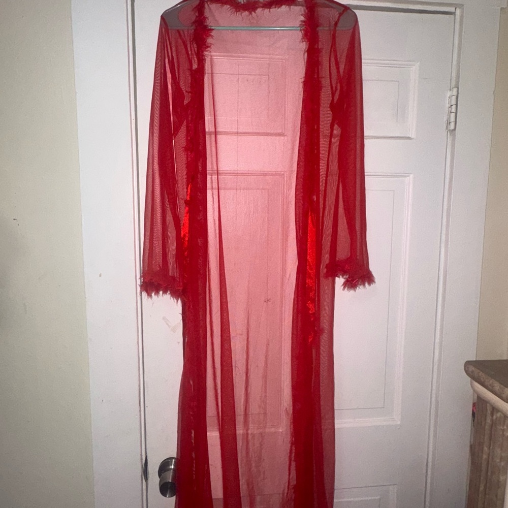 Elegant Red Sheer Robe